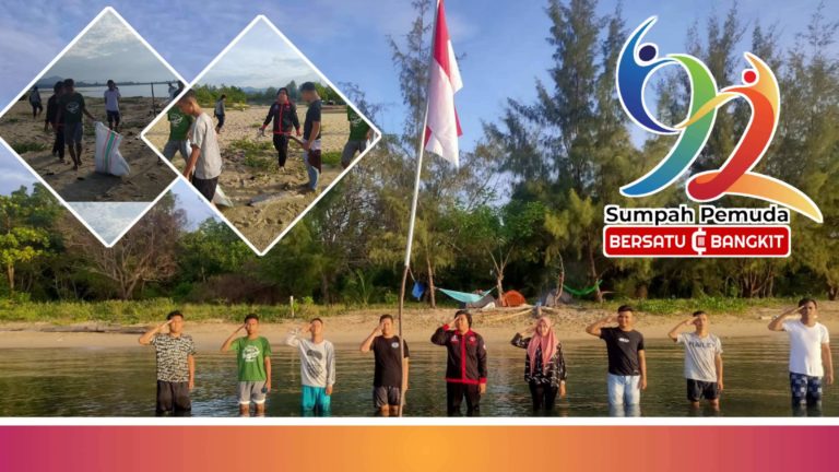 Meriahkan Sumpah Pemuda Ke-92, BEM FH UNIPO Gelar Cleaning Beach dan Upacara Bendera