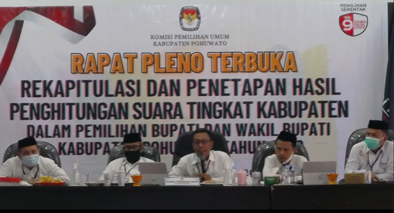 Ini Hasil Rapat Pleno Terbuka Penetapan Perhitungan Suara Pilkada Pohuwato 2020