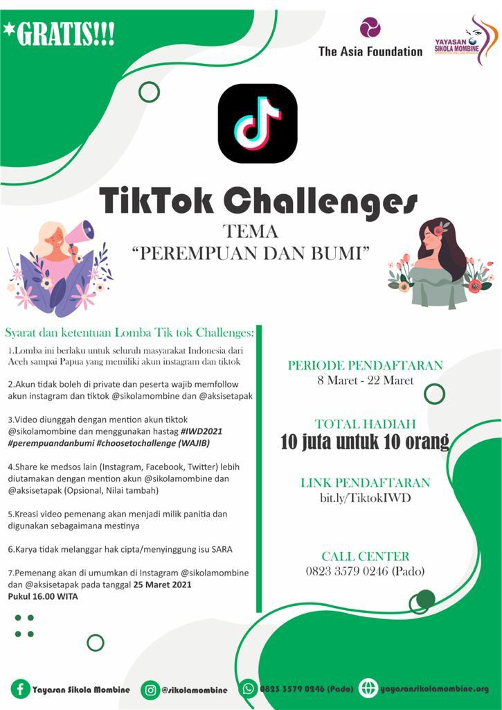 Meriahkan IWD 2021, Sikola Mombine Palu Gelar Tiktok Challenge Perempuan dan Bumi