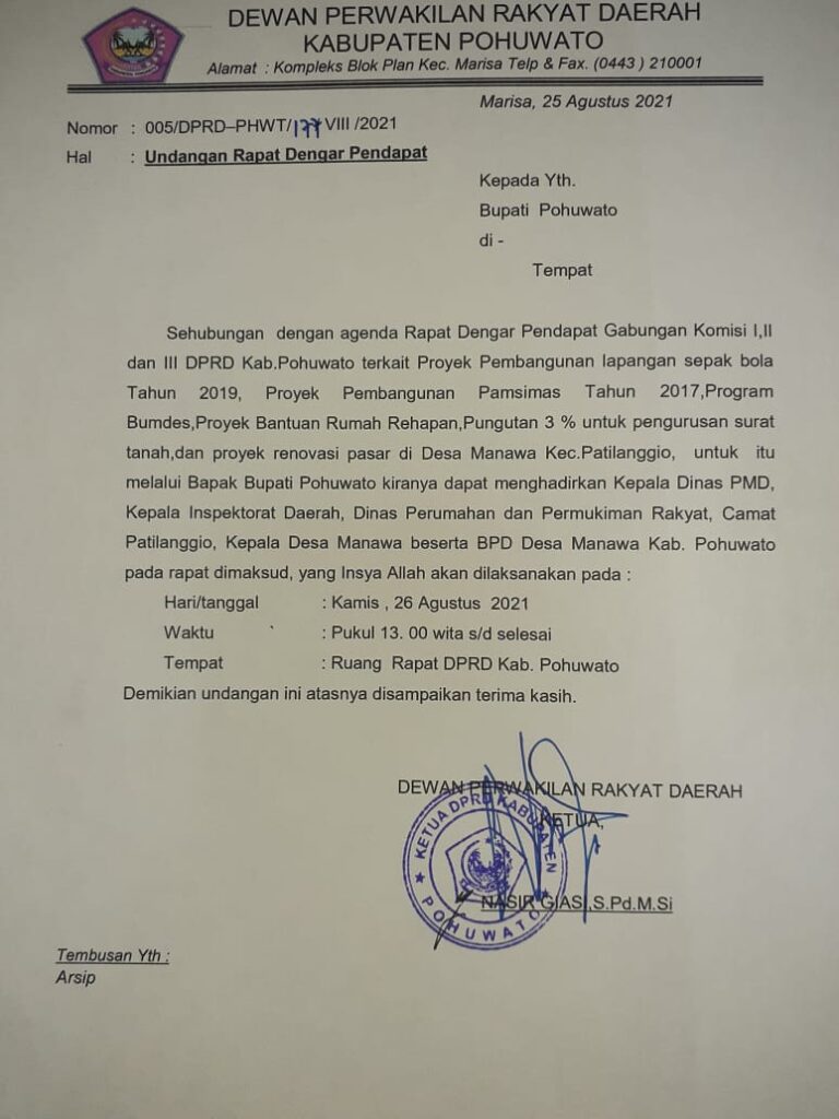 Besok Kades Manawa Akan "Dikuliti" DPRD Pohuwato Lewat RDP