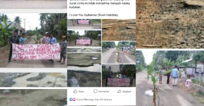 Jalan Rusak Parah, Warga Randangan Buat Surat Cinta Untuk Gubernur Rusli