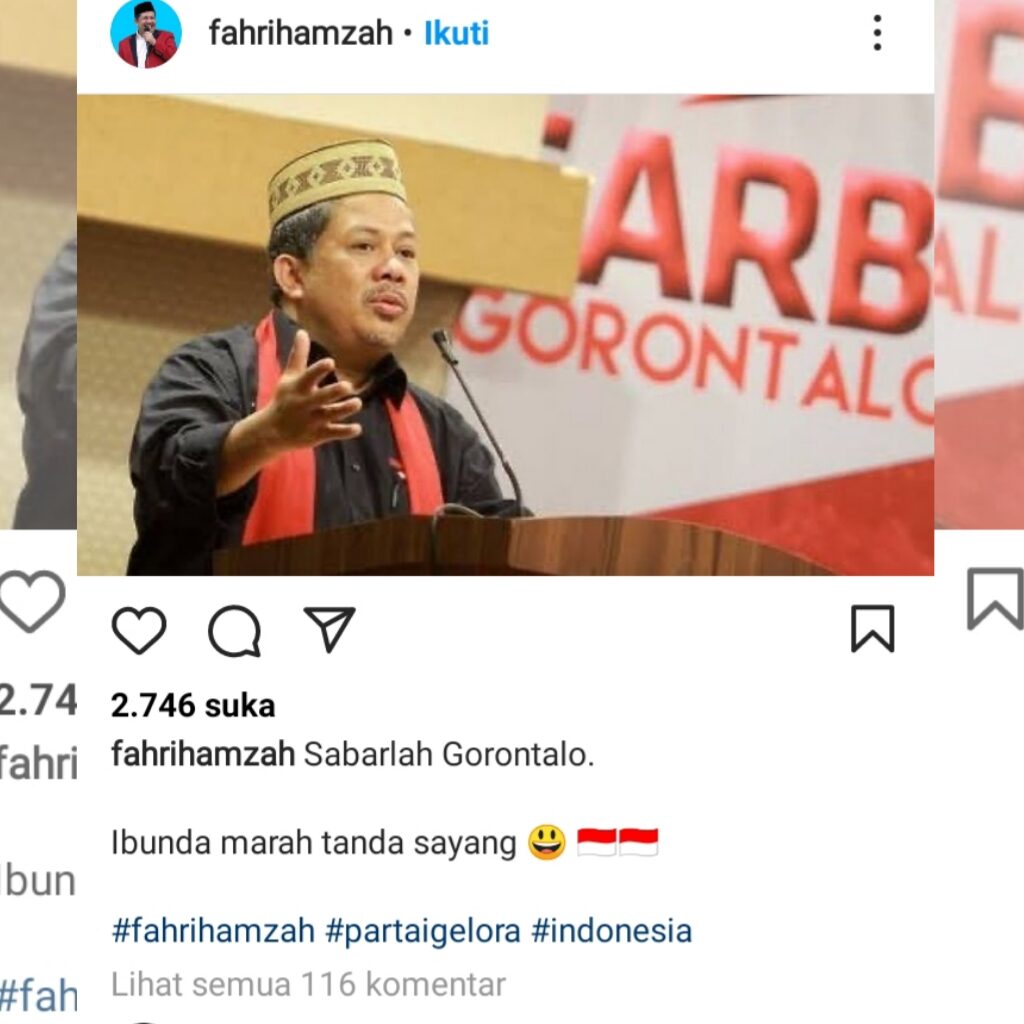 Fahri Hamzah : Sabarlah Gorontalo, Ibunda Marah Tanda Sayang