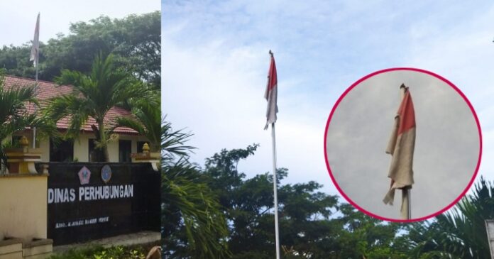Miris, Bendera Kusam Luput Dari Perhatian Berkibar di Kantor Dishub Pohuwato