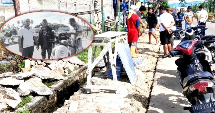 Tak Berizin Bongkar Trotoar Jalan, Satpol-PP Pohuwato Turun Langsung Hentikan Pekerjan Sebuah Kos-kosan