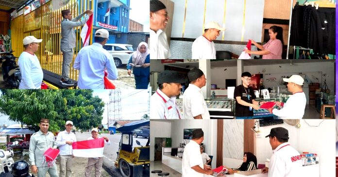 Semarak HUT RI ke-80, Gerindra Pohuwato Bagikan Bendera Merah Putih ke Pelaku UMKM